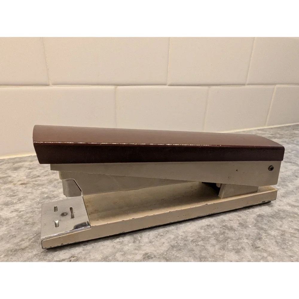 Vtg. Stapler ACCO 30 Brown Beige Metal 7